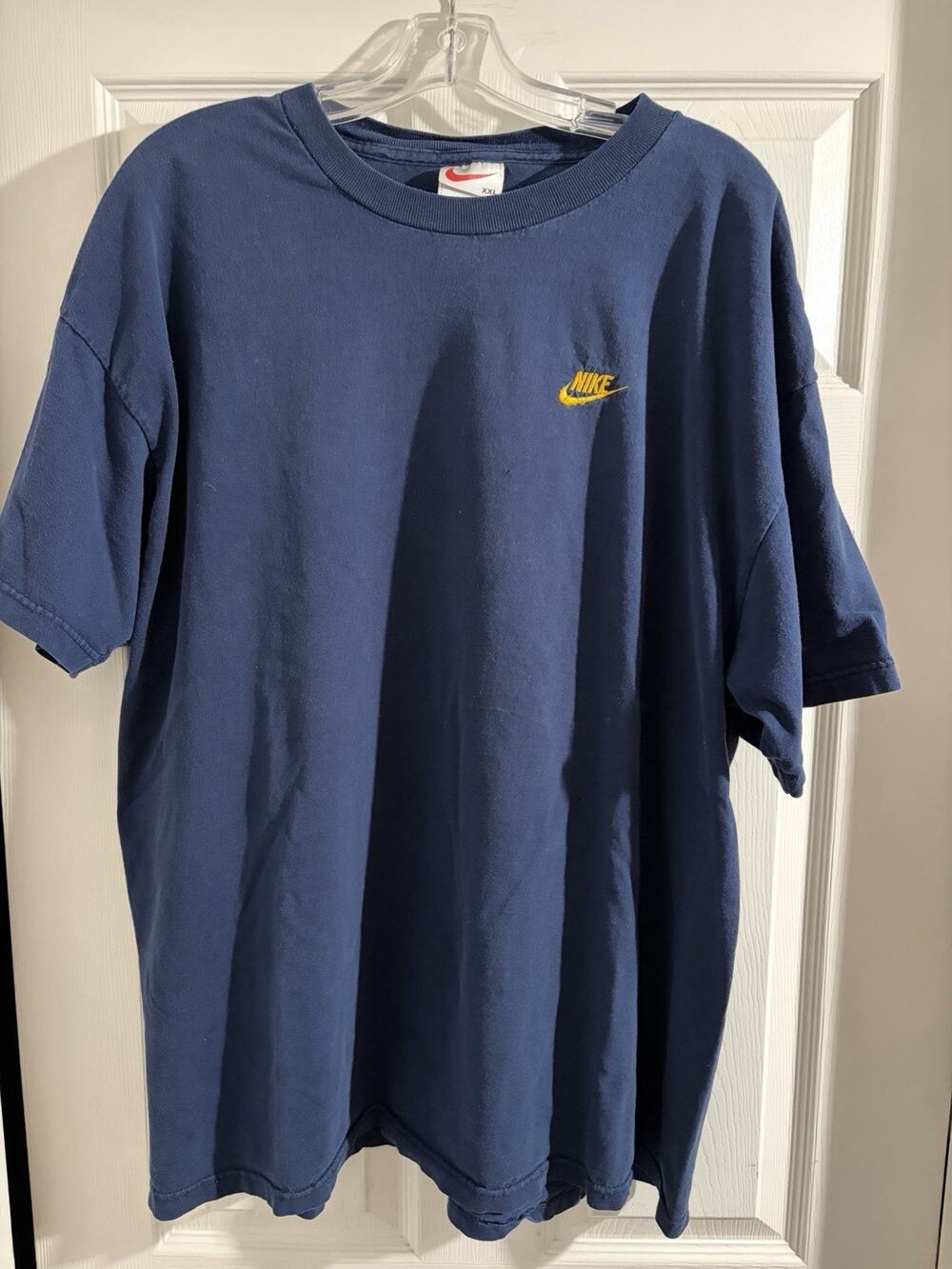 Vtg 90s Nike Navy Blue Shirt Sz 2XL Yellow Check White Tag